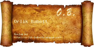 Orlik Babett névjegykártya